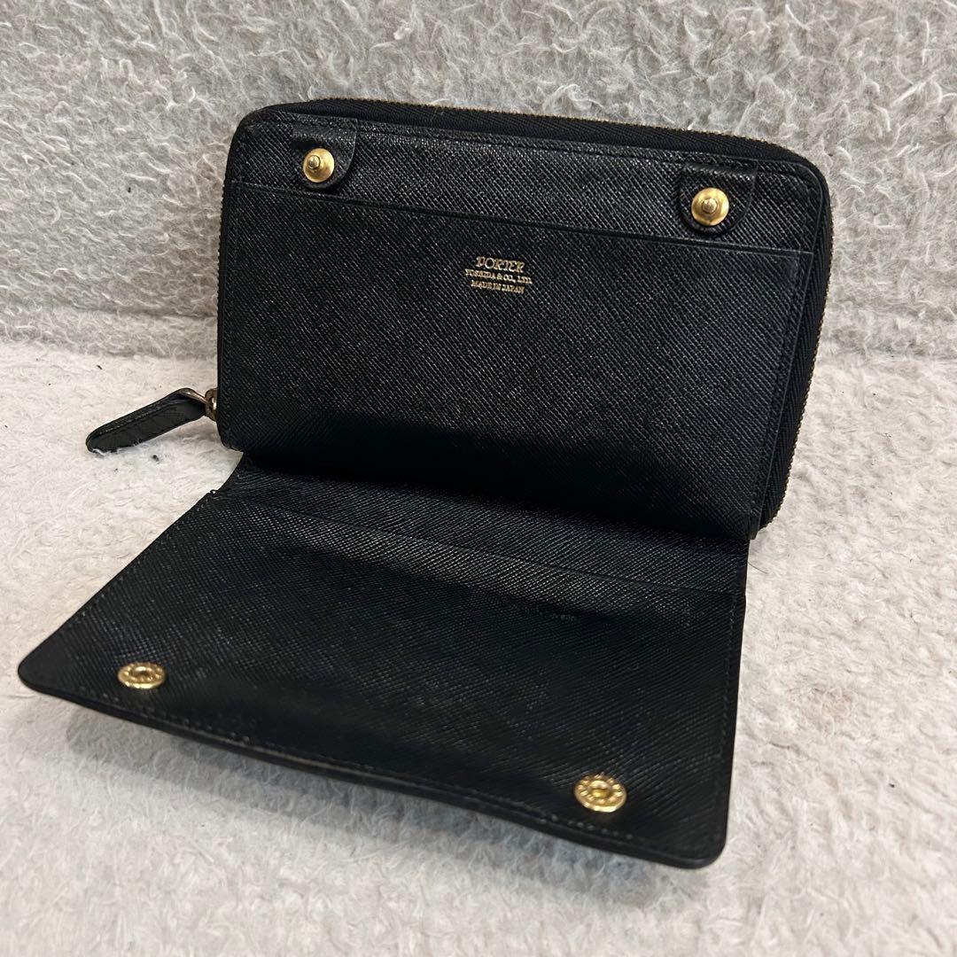 美品✨アンダーカバー×ポーター 2つ折り財布 レザー ロゴ 小銭入れ 黒 コラボ