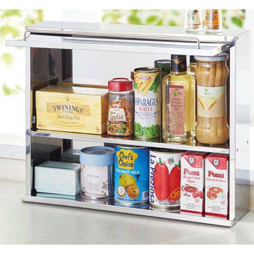 ステンレス フラップ扉のスパイスラック　5ポット付き 42719