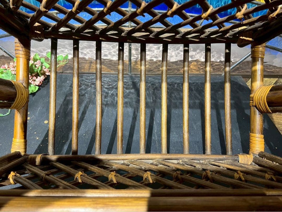 ラタン マガジンラック 籐 スリッパラック インテリア 昭和レトロ 当時物