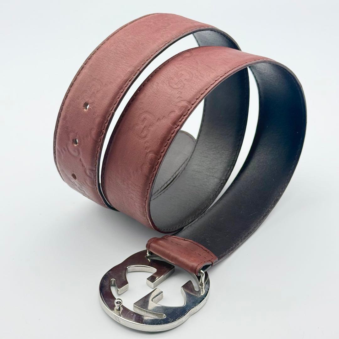 ✨良品✨GUCCI ベルト インターロッキング シマ シルバーバックル GG柄