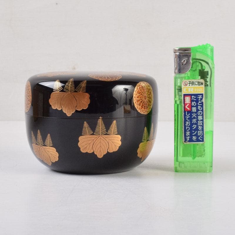 茶道具　北村葵春作　菊桐蒔絵　内銀溜　平棗　共箱　V　8726