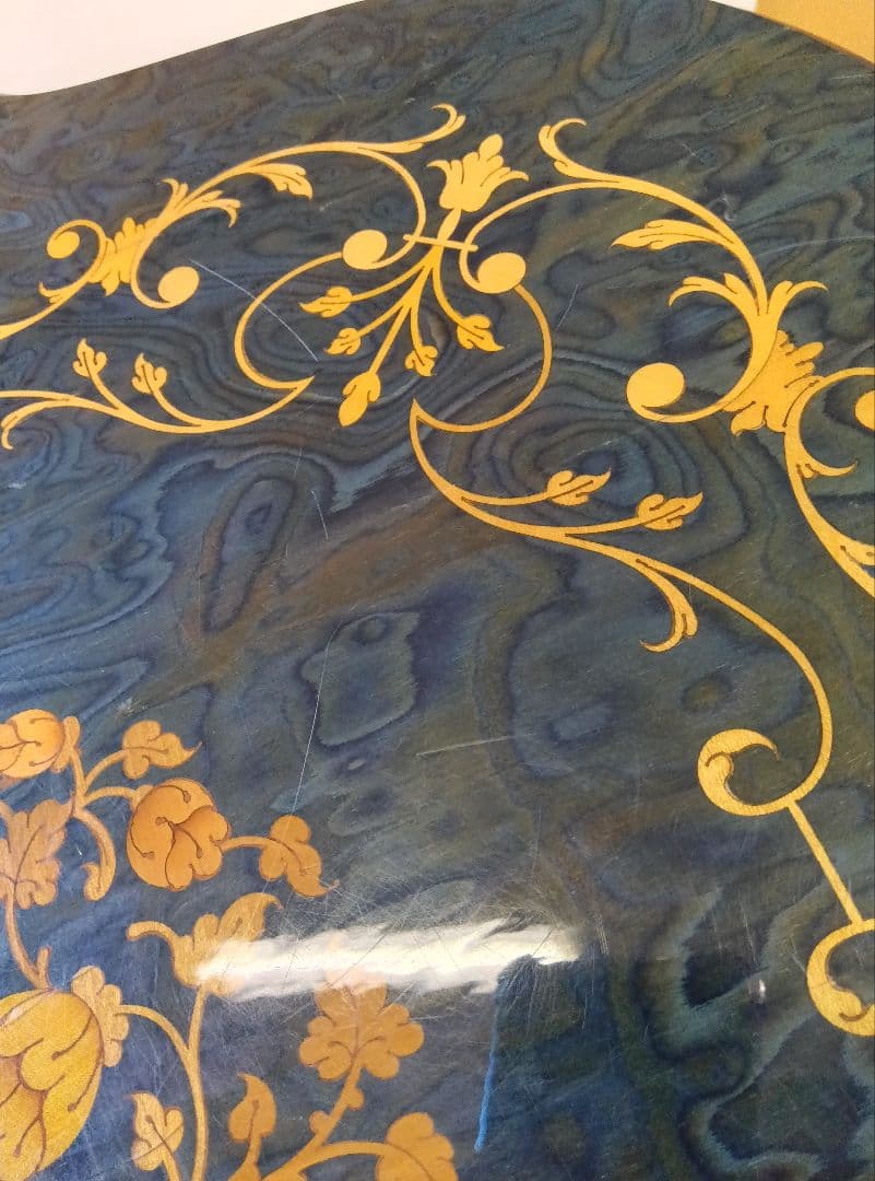 象嵌細工　サイドテーブル　コーヒーテーブル　アンティーク　花台　飾り台　グリーン