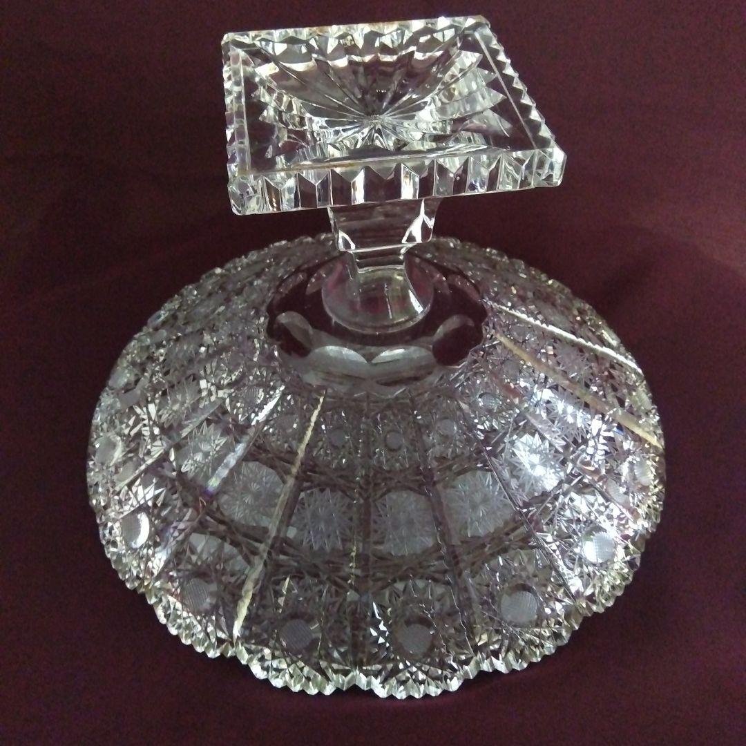 切子　コンポート皿　ガラス　アンティーク