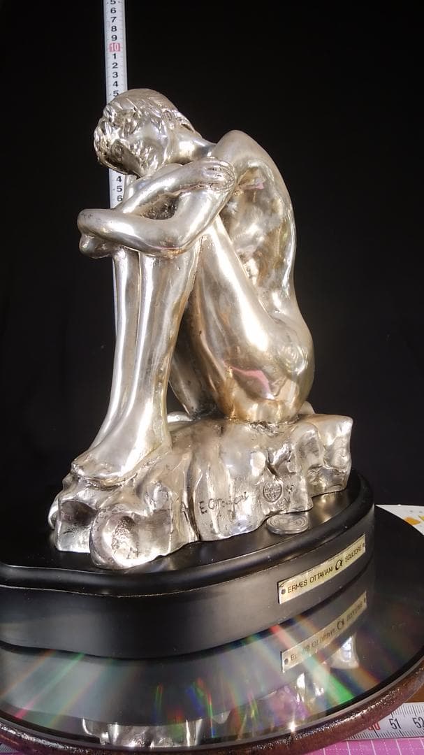 ロ*o様 エルメス★純 銀メッキブロンズ風裸婦彫刻像/高２８cm重４ ㎏少女ヌー