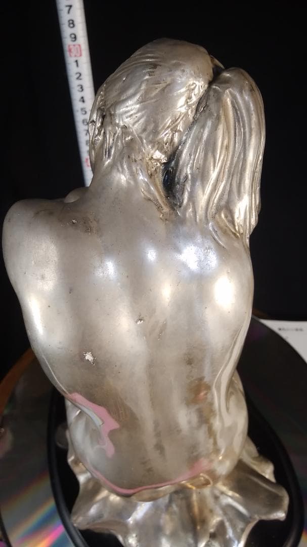 ロ*o様 エルメス★純 銀メッキブロンズ風裸婦彫刻像/高２８cm重４ ㎏少女ヌー