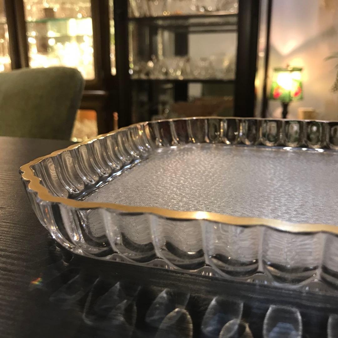 極稀少★素晴らしい♡オールドサンルイSt.Louis☆クリスタルトレイ波間模様★