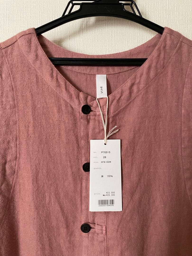 新品　prit リネンサロペット　ダスティピンク