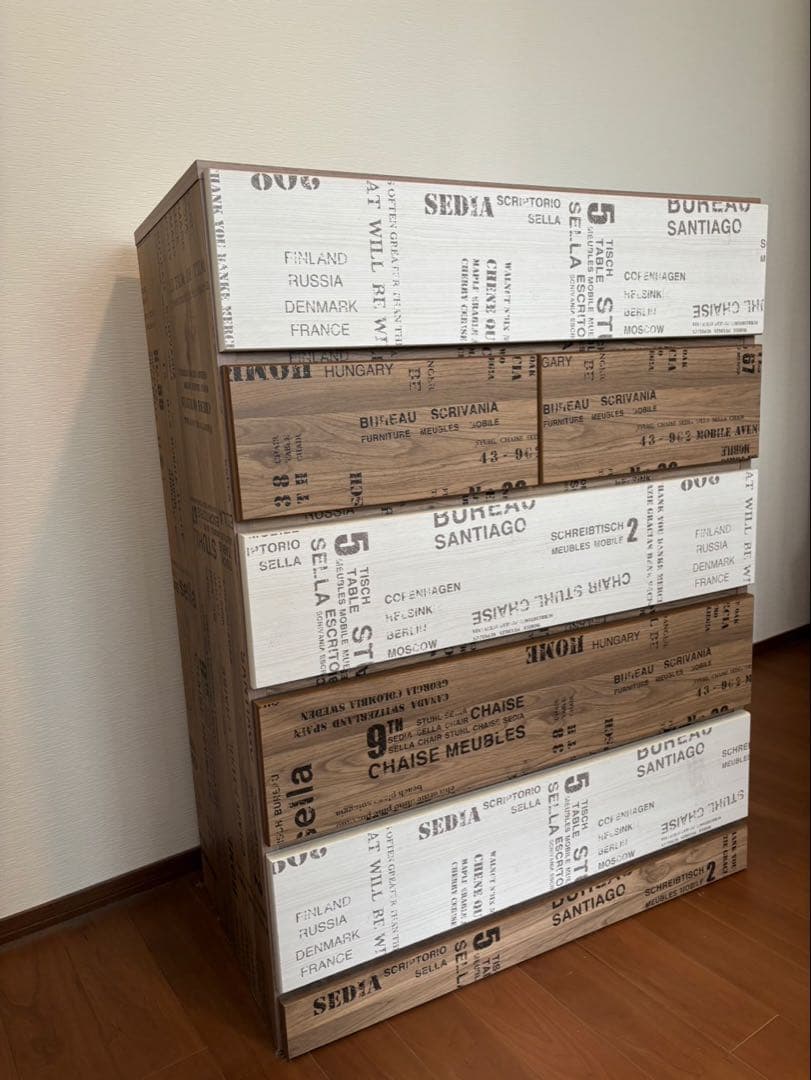 木製5段引き出しラック