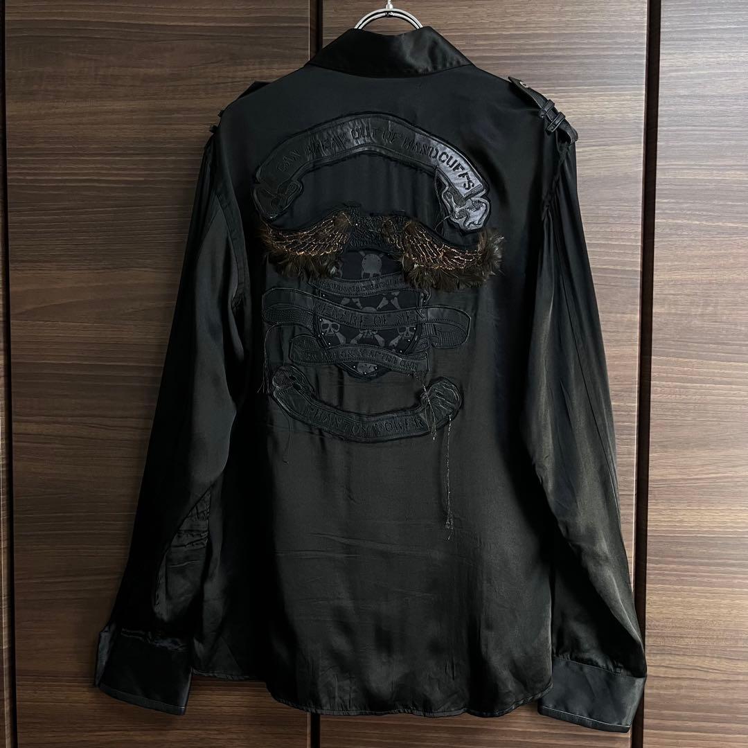 Roen ロエン シルクシャツ フェザーワッペン 羊革 hyde VAMPS