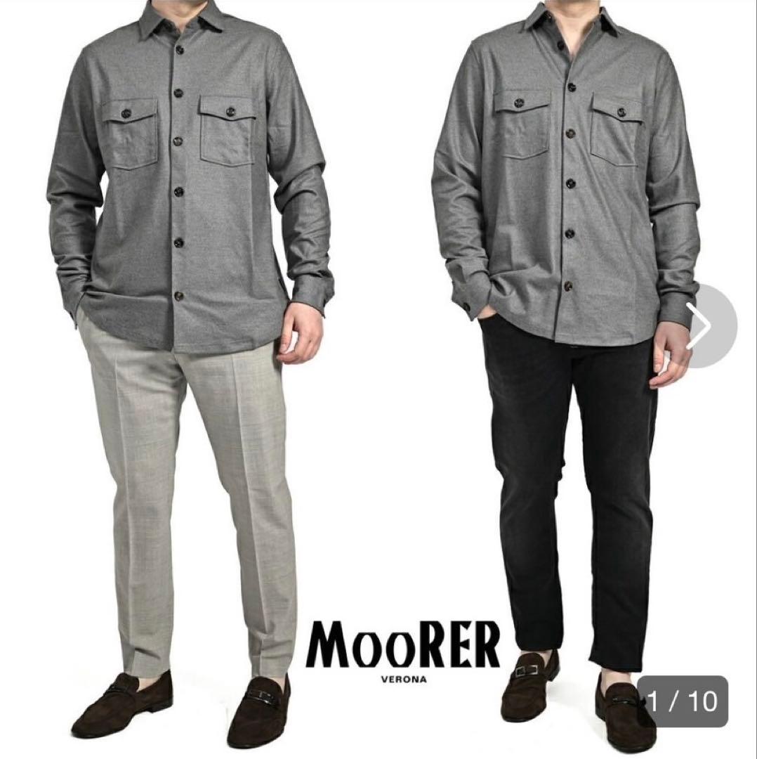 MOORER MEYER-THA ストレッチウール CPOシャツ グレー