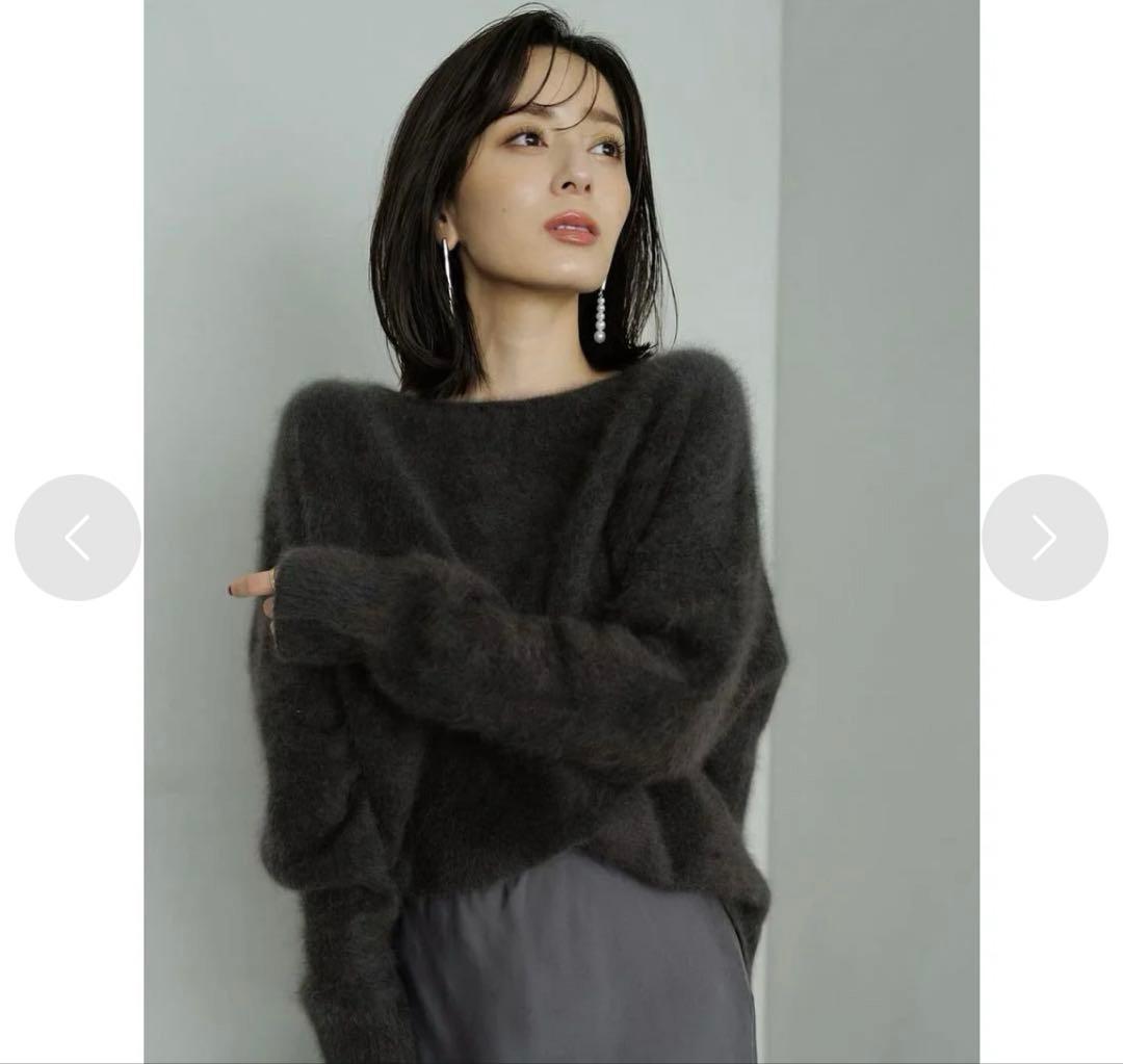 anuans ｜オフショルニットプルオーバーCHARCOALGREY