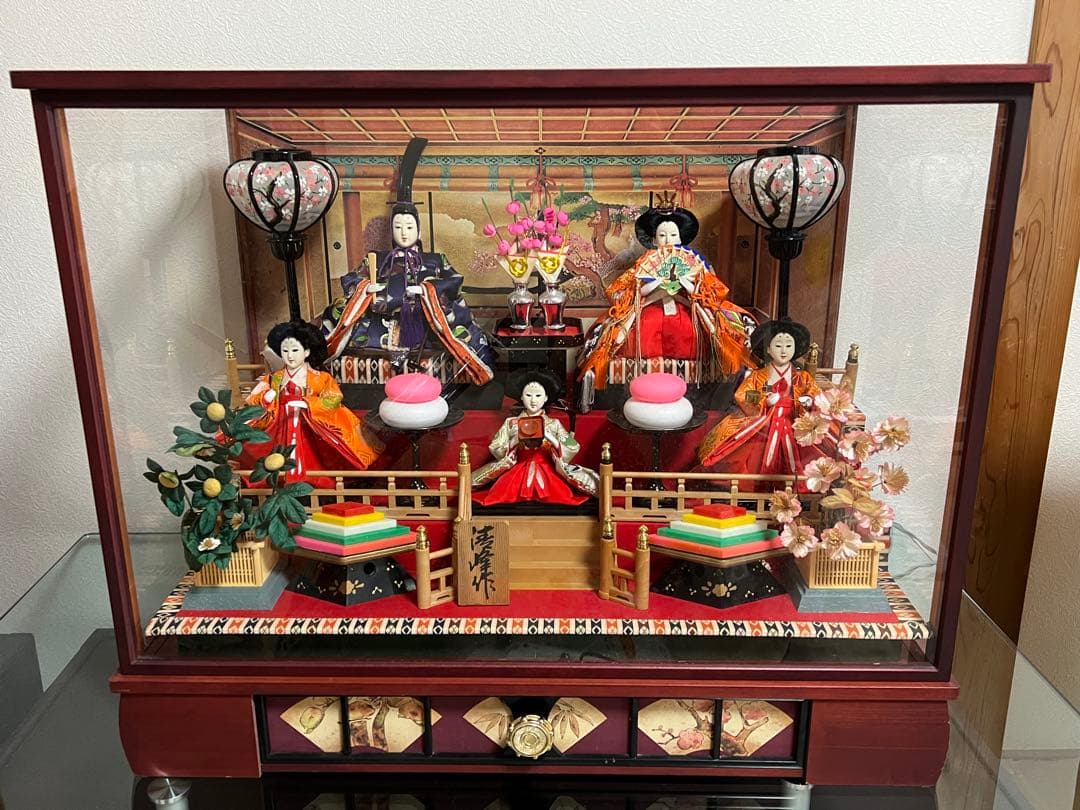 雛人形 本仕立 ガラスケース ライト オルゴール付き 清峰 お雛様 親王飾