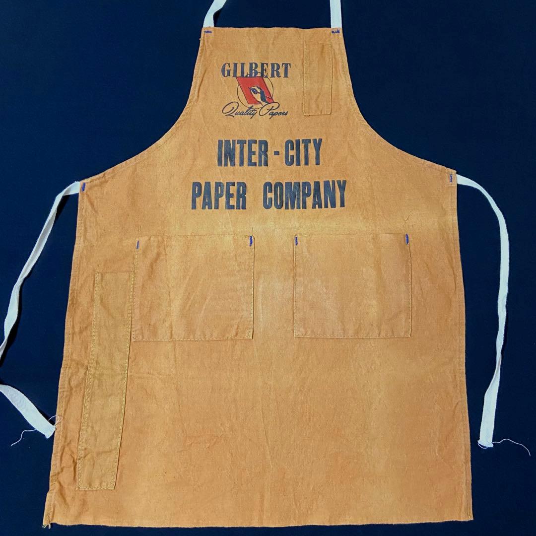 50s ワークエプロン　ニュースペーパー　染み込み