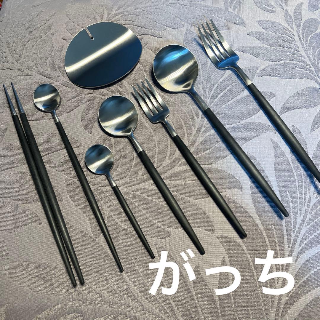 Cutipolクチポールカトラリー8点シルバーブラックフォークスプーンお箸