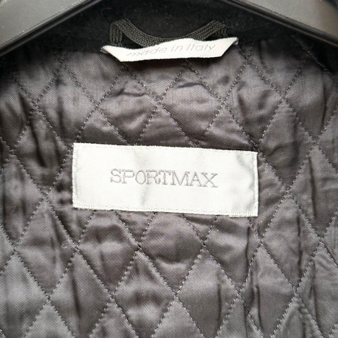 美品✨ スポーツマックス ロングコート ウール ベルト付 黒 40 L