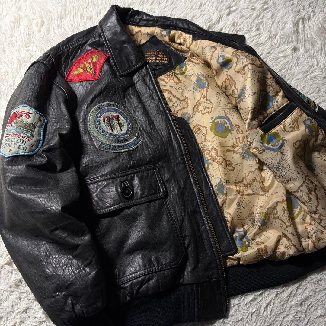 雰囲気抜群■フライトジャケット　 G-1 トップガン　羊革　ラムレザー 黒 L