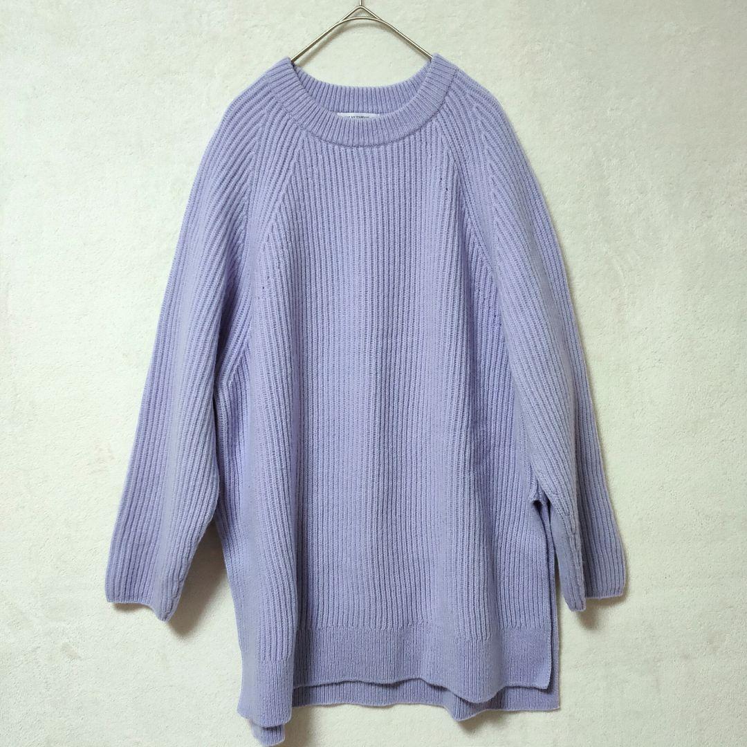 美品 ウールカシミヤブレンドバルキー チュニック ニット ライラック 46