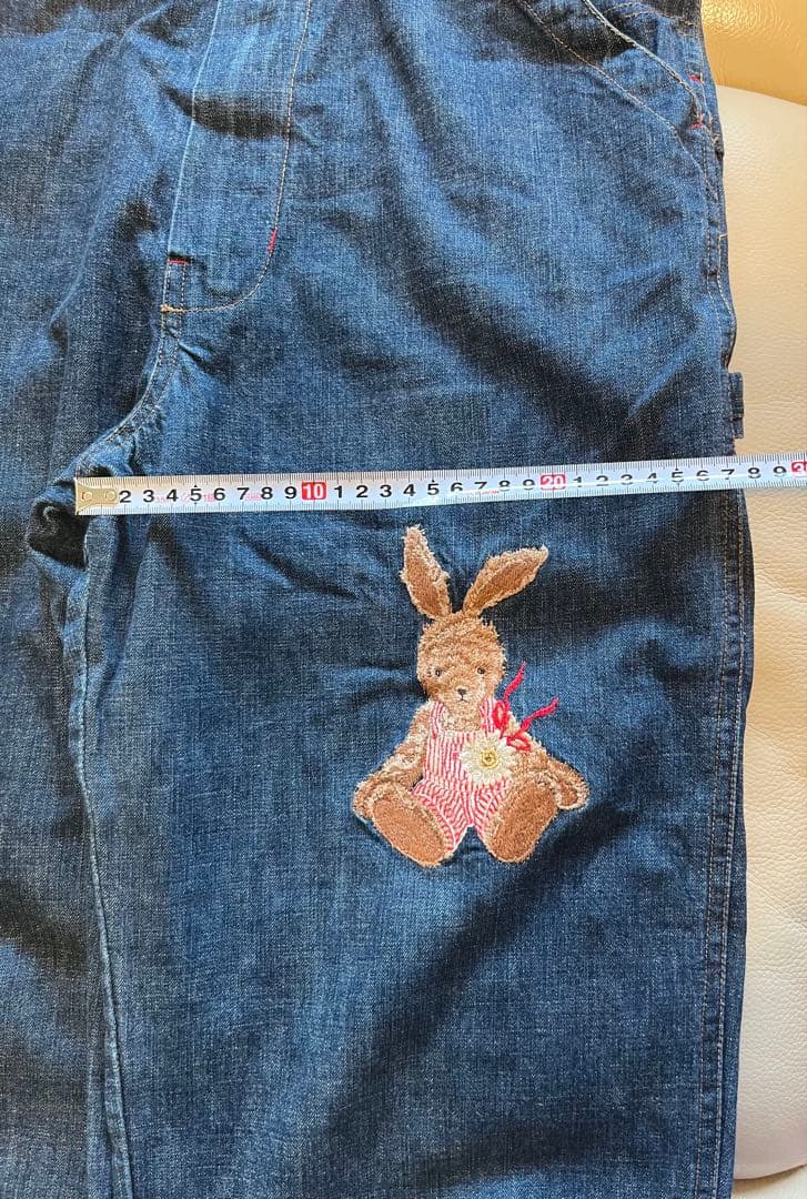 ピンクハウス　ウサギ刺繍 デニムオーバーオール　サロペット