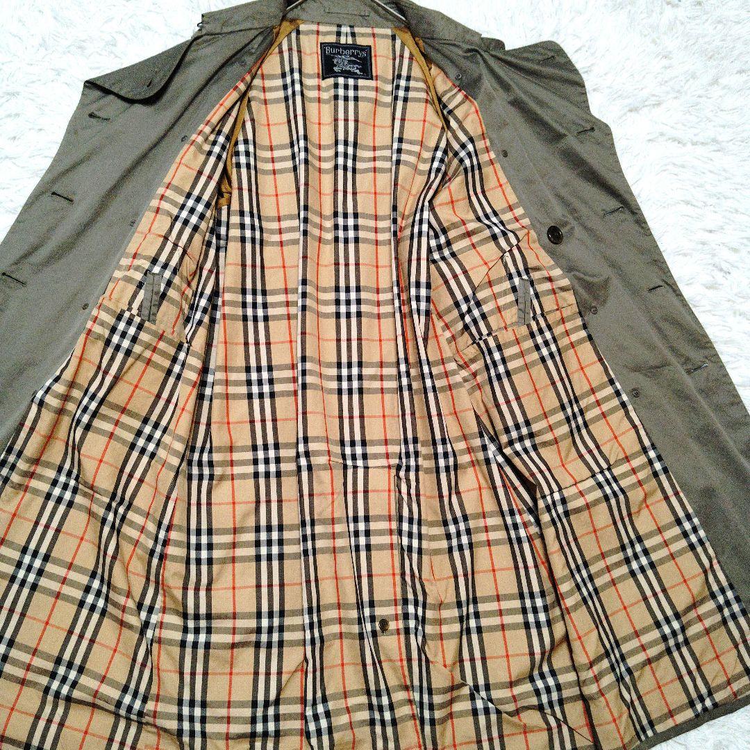 【人気モデル】バーバリー☆光沢感　ノバチェック　L　マキシ丈　トレンチコート