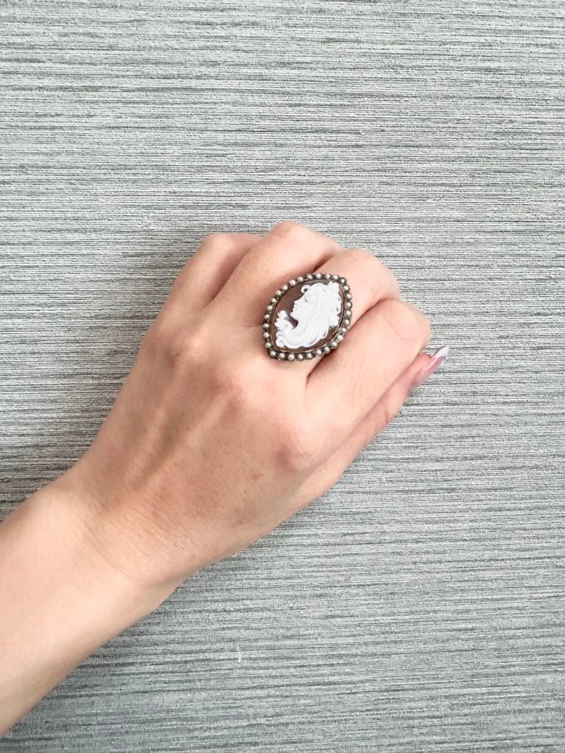 ⭐︎週末びっくりお値下げ⭐︎イタリア製カメオ　ハッピー女神横顔リング（K14）