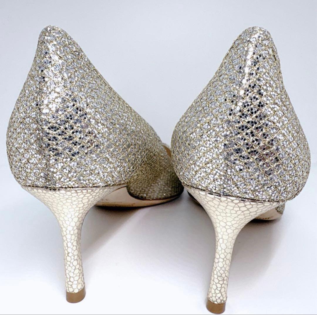 【美品】 JIMMYCHOO Romy60 37 パンプス グリッター シルバー