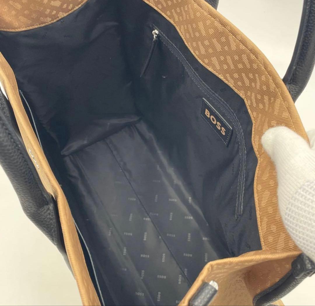 【未使用級•現行】HUGO BOSS モノグラムツイル トートバッグ 2way