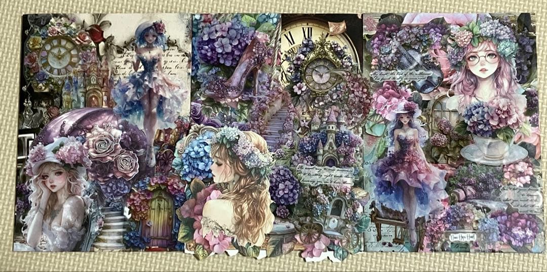 薔薇と紫陽花の幻想曲⭐︎コラージュ平袋２枚＆両面ローディッド１枚
