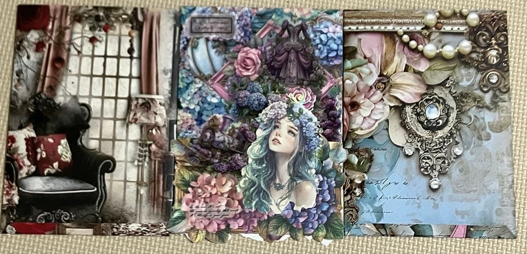 薔薇と紫陽花の幻想曲⭐︎コラージュ平袋２枚＆両面ローディッド１枚