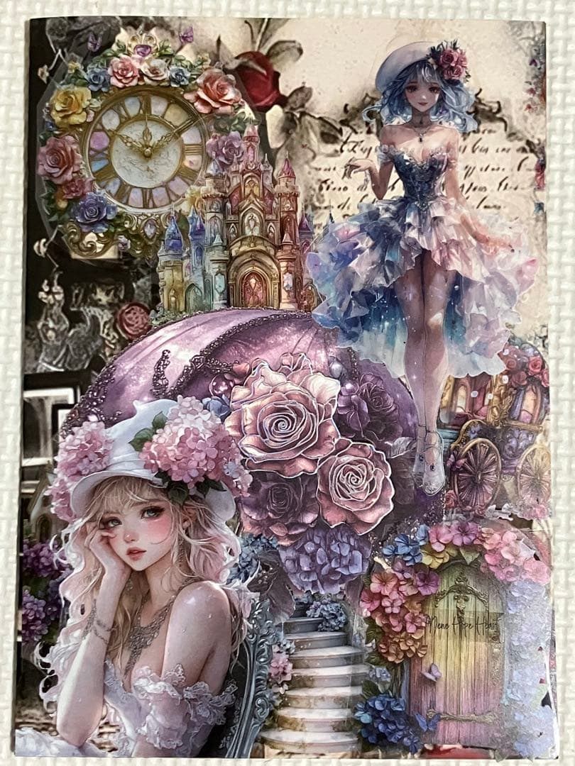 薔薇と紫陽花の幻想曲⭐︎コラージュ平袋２枚＆両面ローディッド１枚