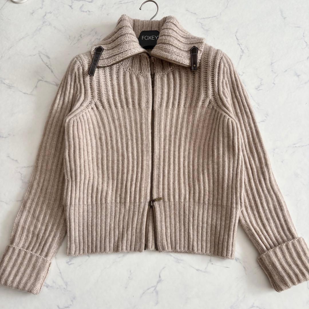 フォクシー カシミア100％ ジップアップカーディガン ボーイズクール