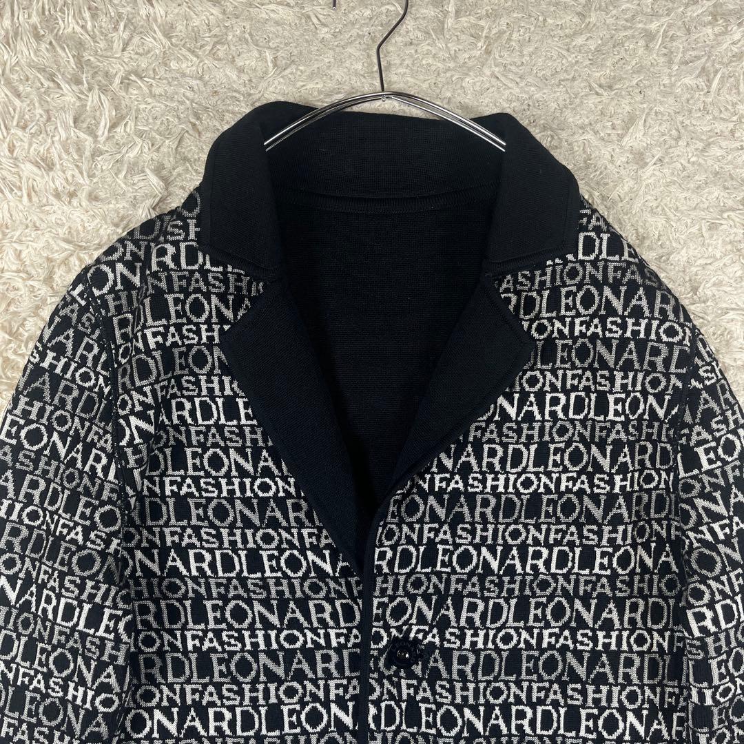 美品 レオナール 裏地ロゴ リバーシブル ニット コート カーディガン 40 L