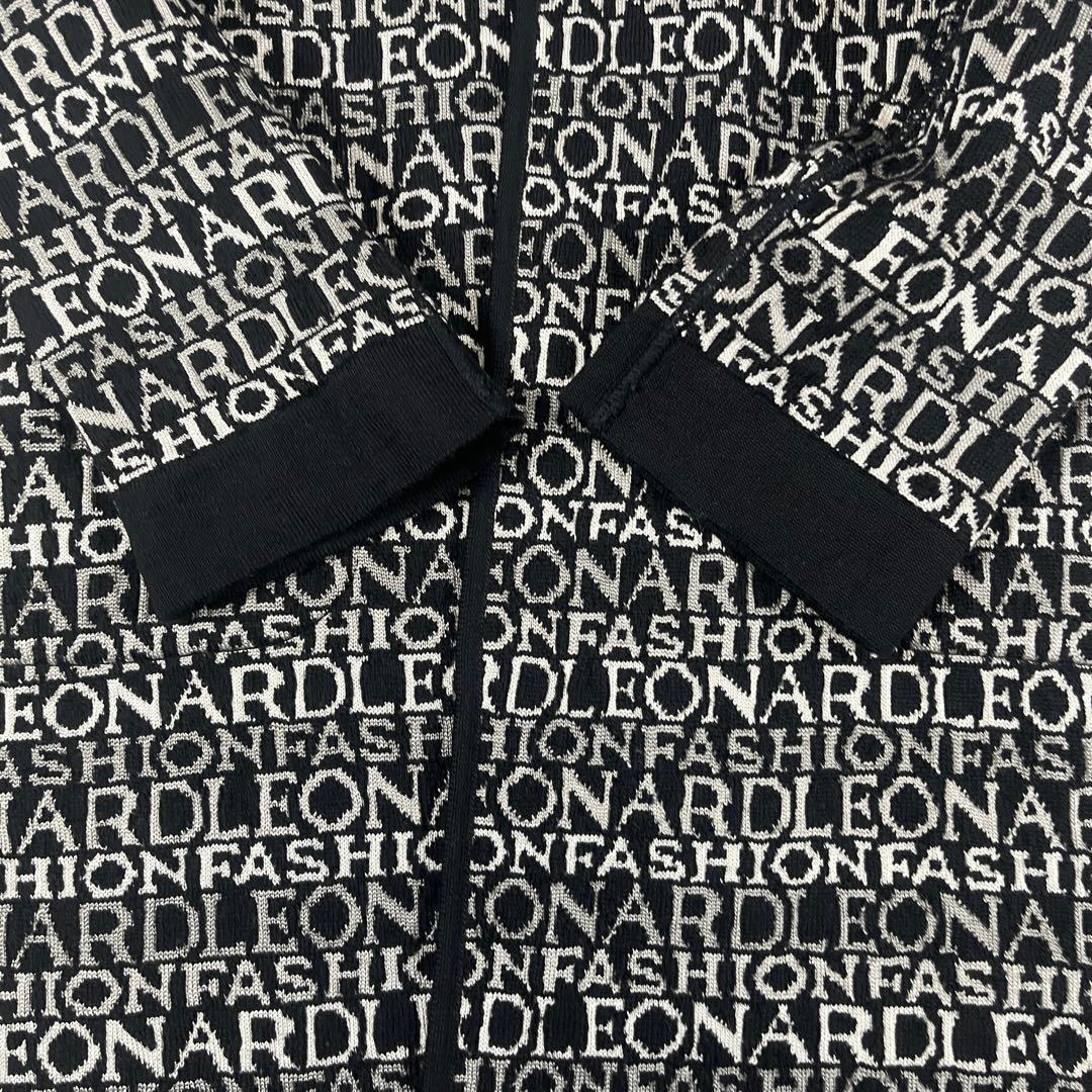 美品 レオナール 裏地ロゴ リバーシブル ニット コート カーディガン 40 L