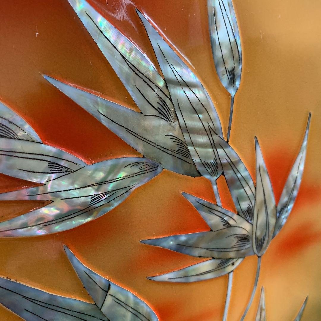 屏風　屛風　虎　ヒョウ　豹　龍　竜　螺鈿　貝殻　インテリア　オブジェ