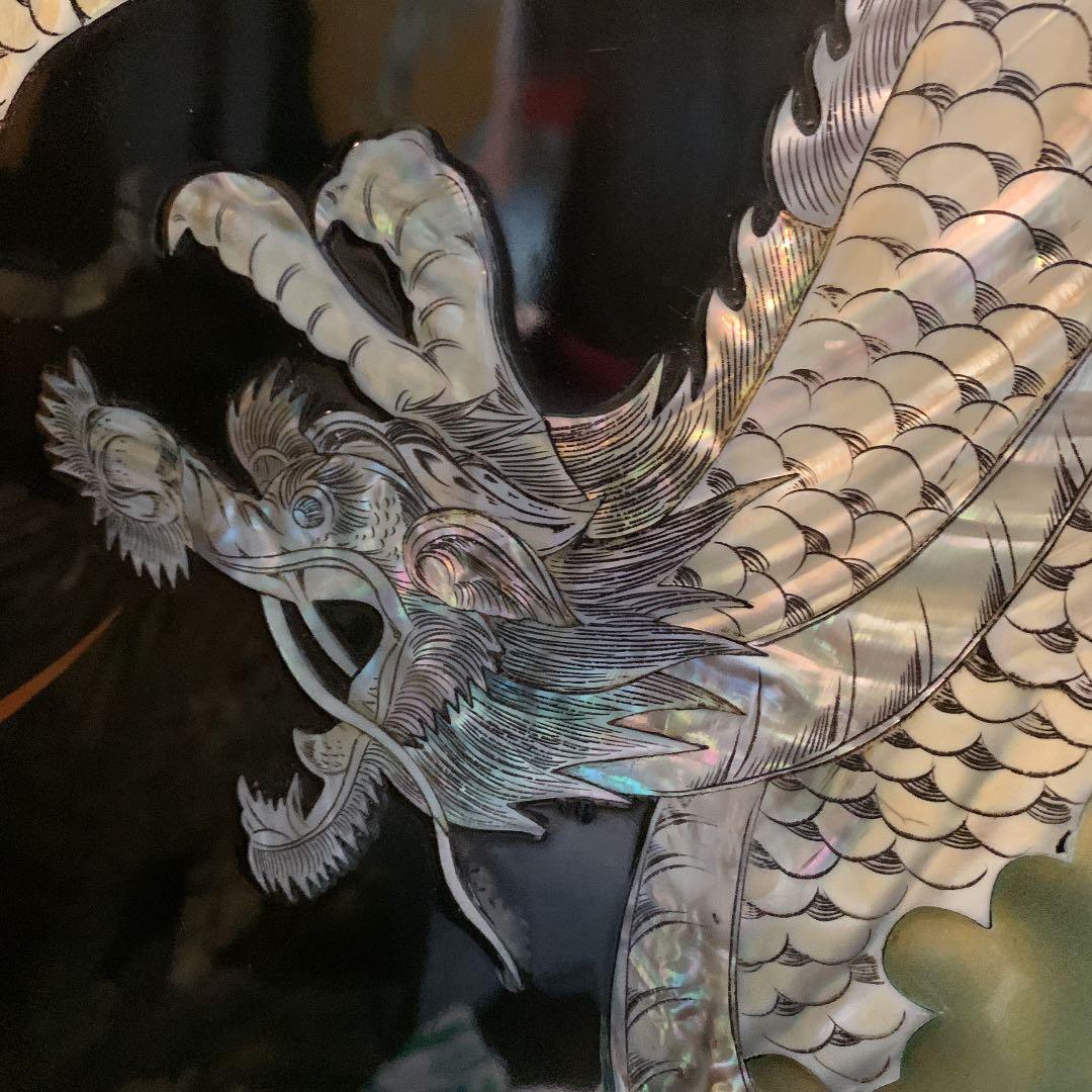 屏風　屛風　虎　ヒョウ　豹　龍　竜　螺鈿　貝殻　インテリア　オブジェ