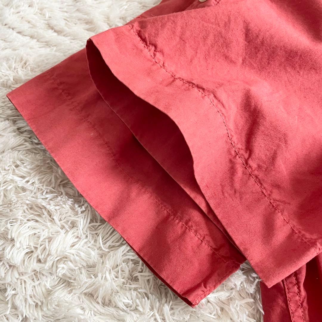 エムエイチエル 美品 MHL バンドカラーコットンリネンプルシャツ 1 レッド