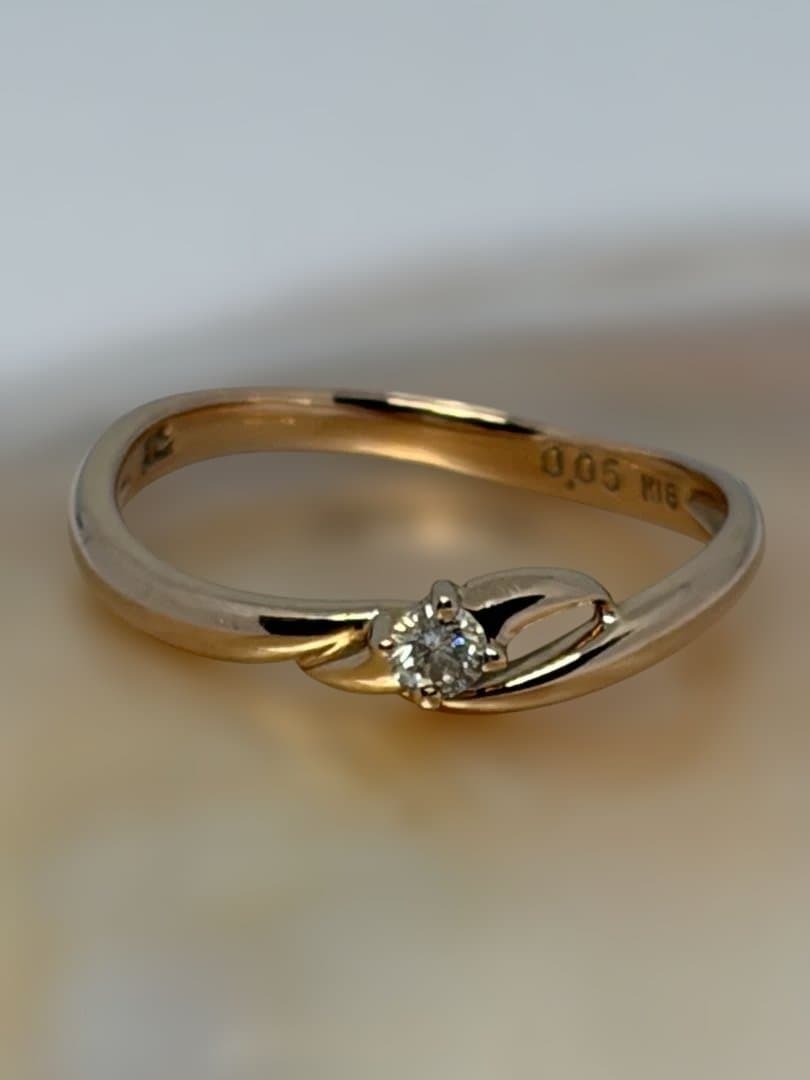 クレージュＫ18YG 1Pダイヤ0.05ct デザインリング　9号　中古