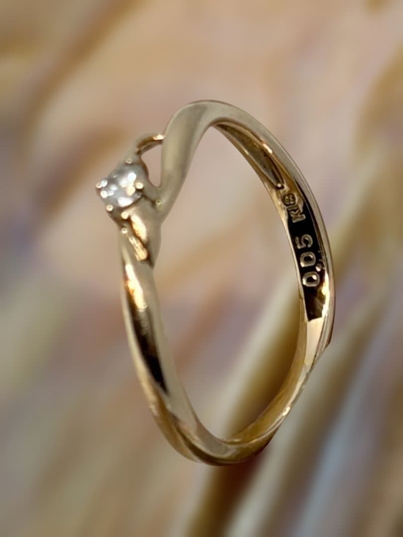 クレージュＫ18YG 1Pダイヤ0.05ct デザインリング　9号　中古