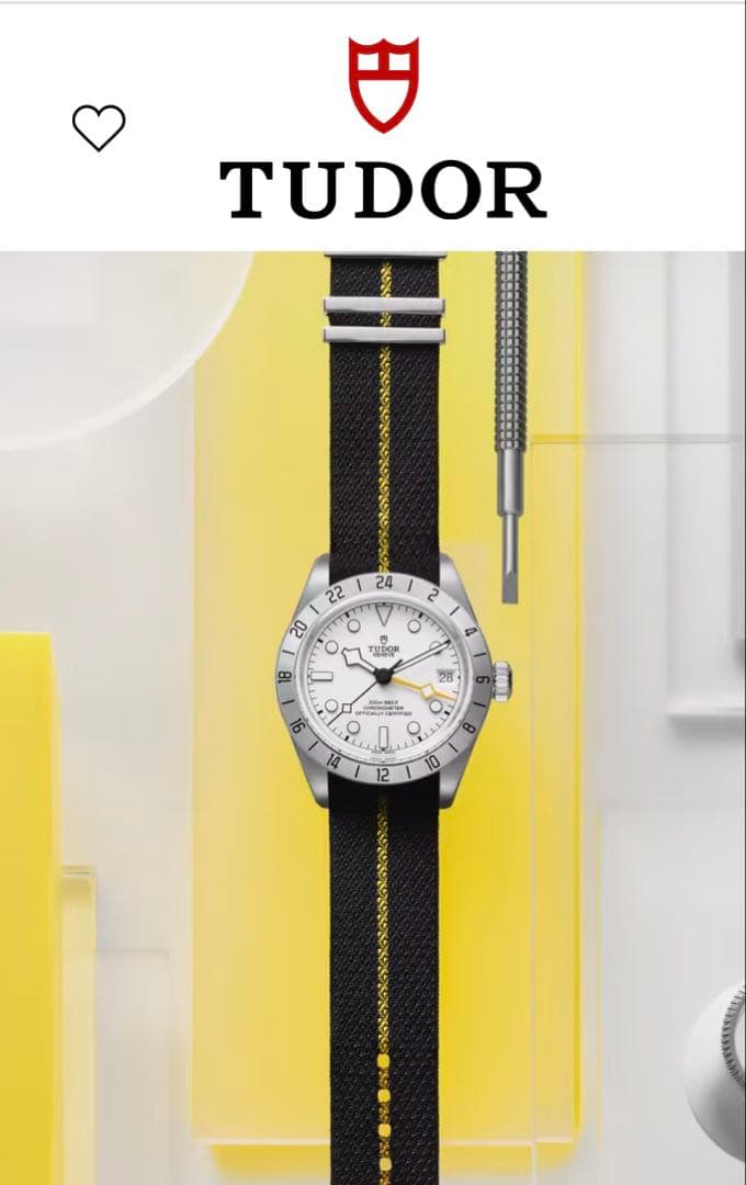 チューダーブラックベイプロ　純正ファブリックベルトTUDOR イエローライン