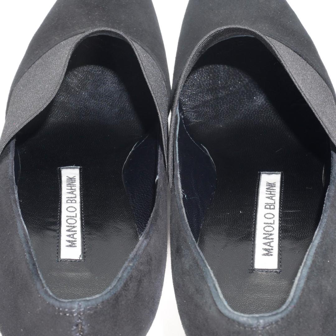 37.5　MANOLO BLAHNIK　マノロブラニク　ブーティー　黒　スエード
