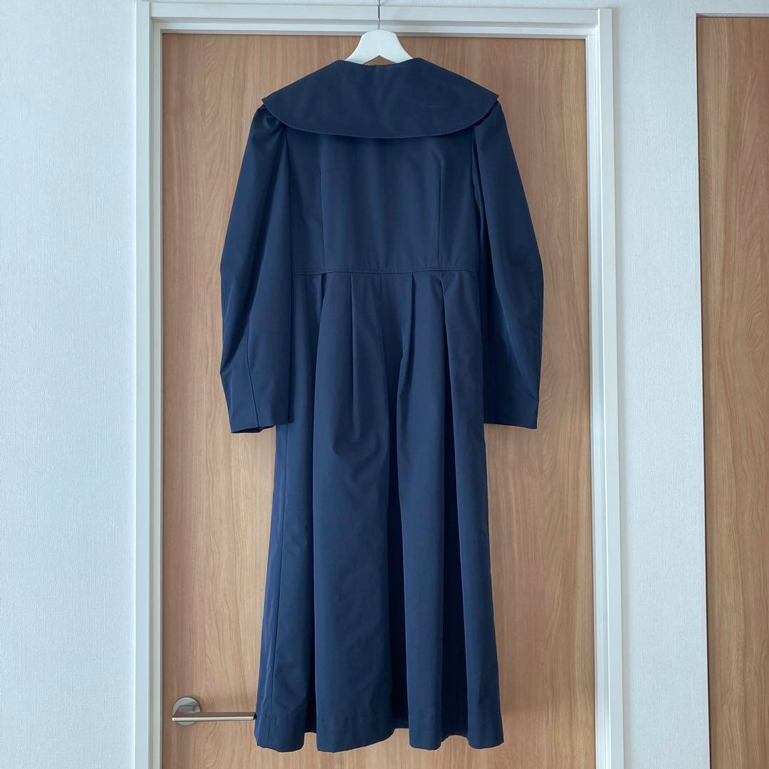 【美品】セルフォード　ビックカラー　ロングコート　Aライン　ネイビー　36サイズ