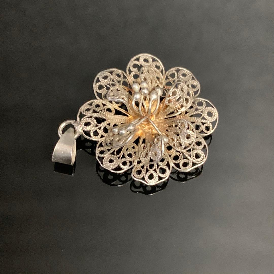 《アンティーク激レア》⭐︎silver925フィリグリーフラワーペンダントトップ⭐︎