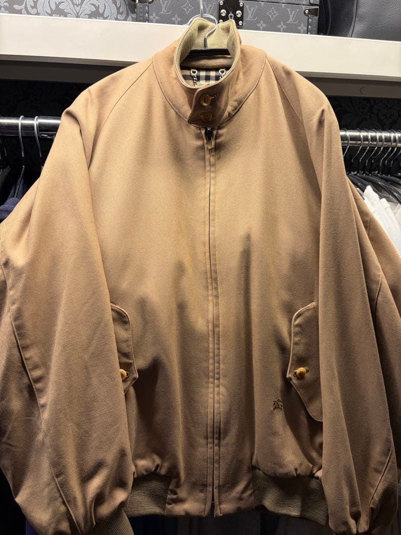 極美品 L バーバリー ウール100 ブルゾンベージュ ホースロゴ ノバチェック