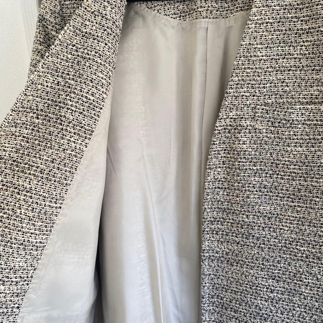 ★theory luxe ノーカラーツイードコート