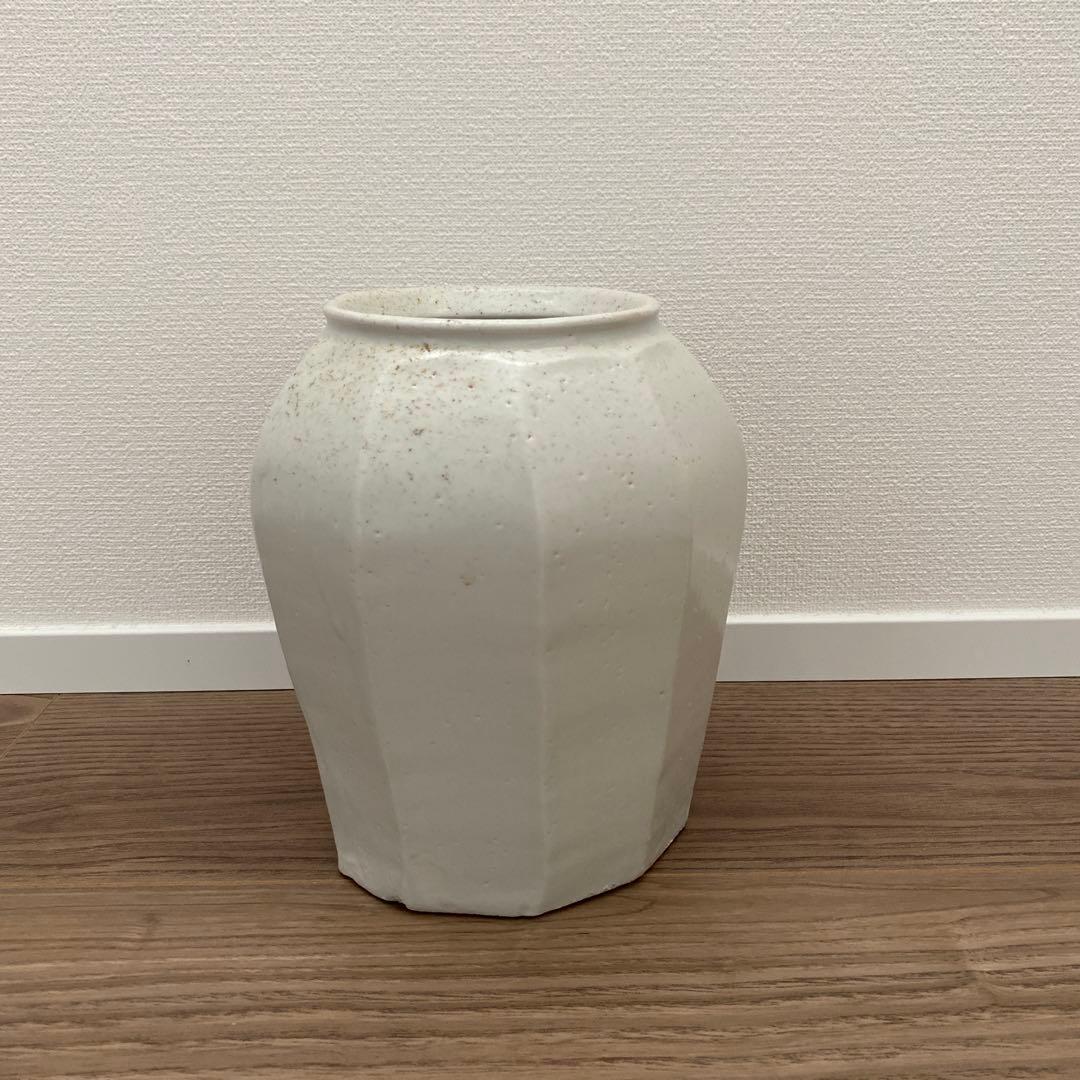 森岡由利子 角形 花器　壺　白磁壺　李朝
