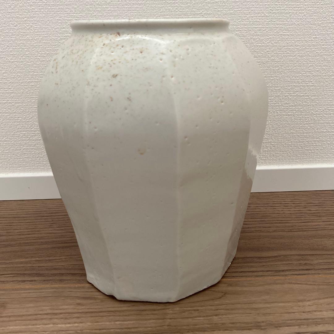 森岡由利子 角形 花器　壺　白磁壺　李朝
