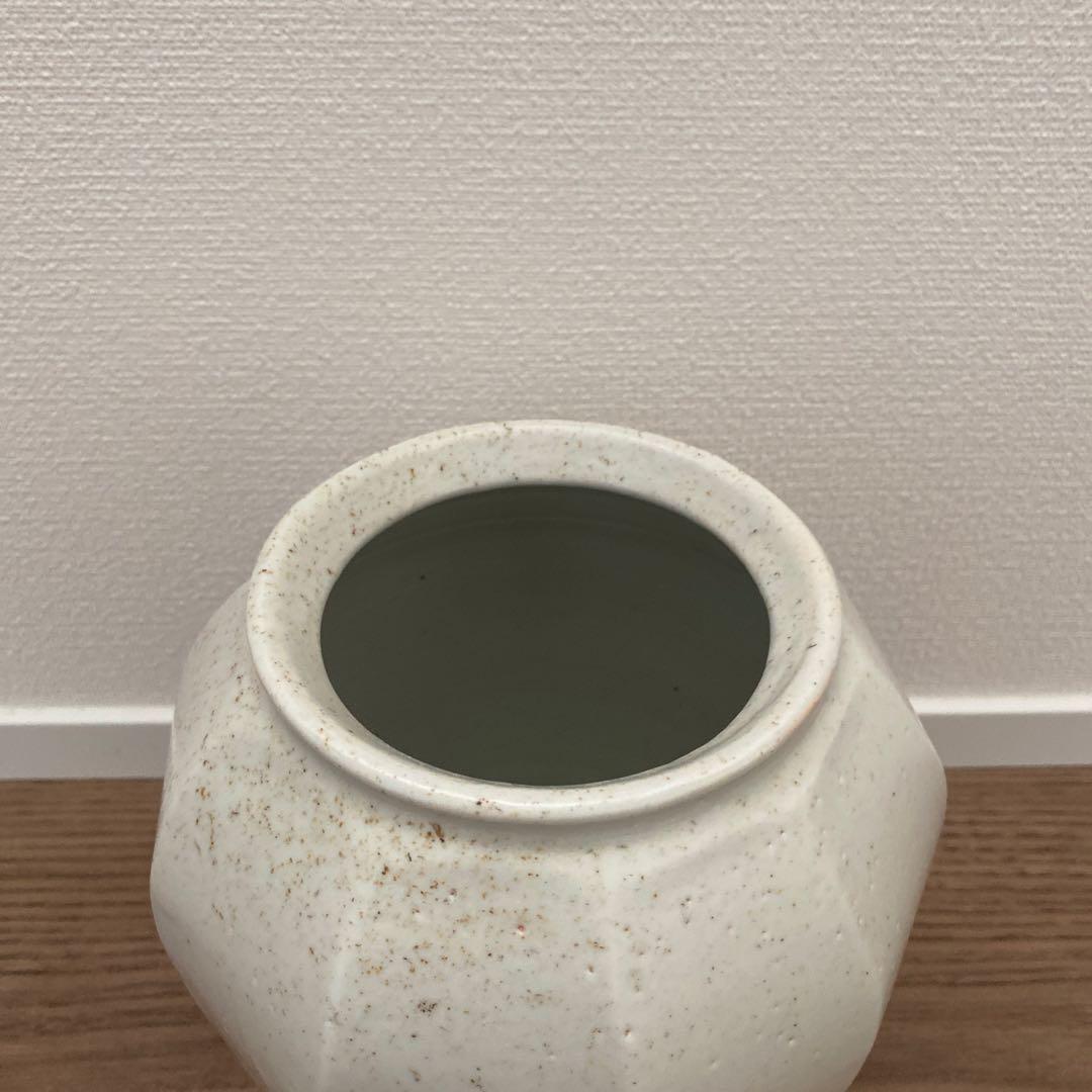 森岡由利子 角形 花器　壺　白磁壺　李朝