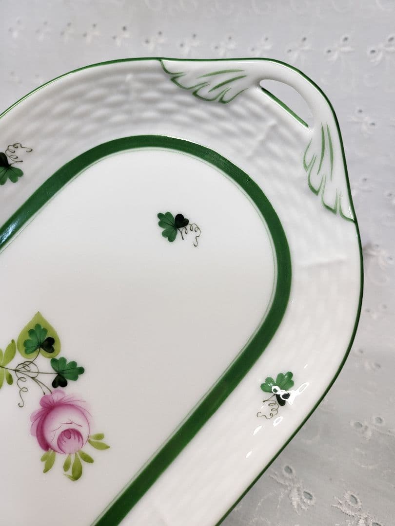 未使用✨ヘレンド ウィーンの薔薇 サービストレイ オーバル プレート 取っ手