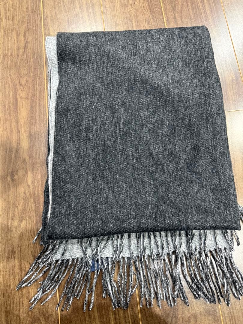 ジョンストンズ カシミア 大判ストール マフラー ブラック グレー