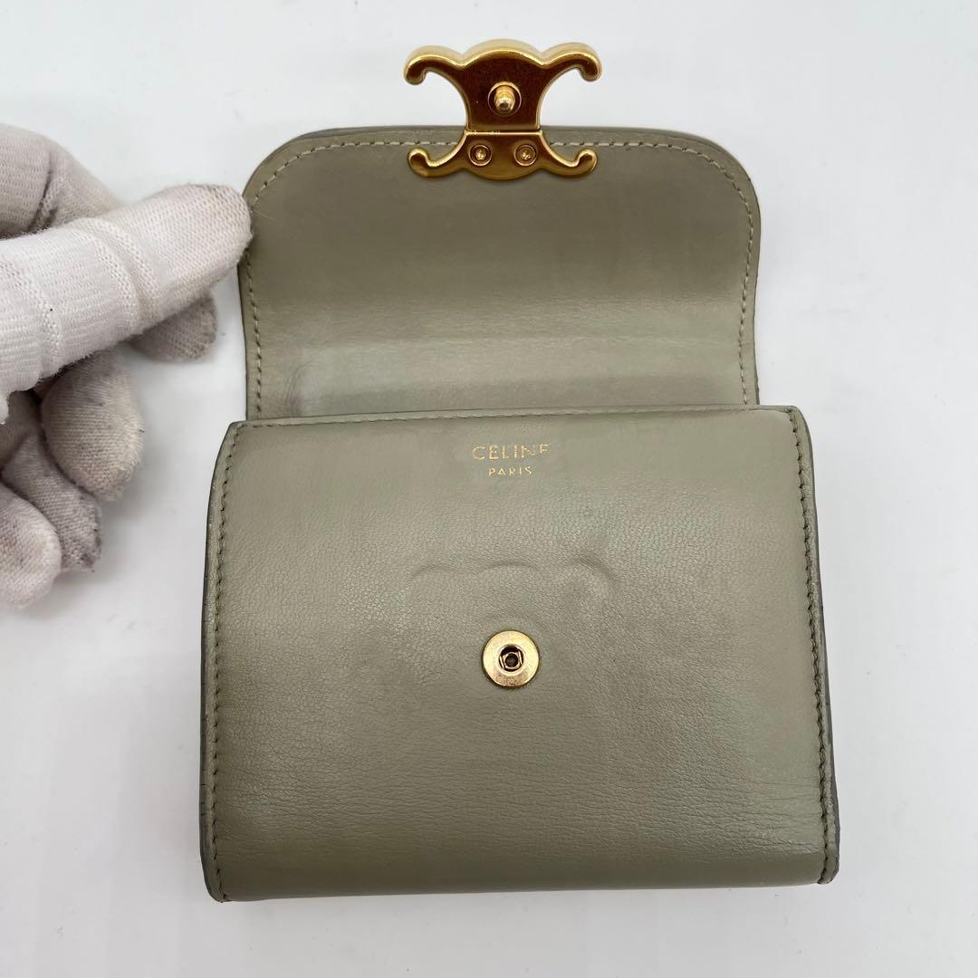 CELINE 三つ折り財布 トリオンフ ゴールド金具 スモールウォレット レザー
