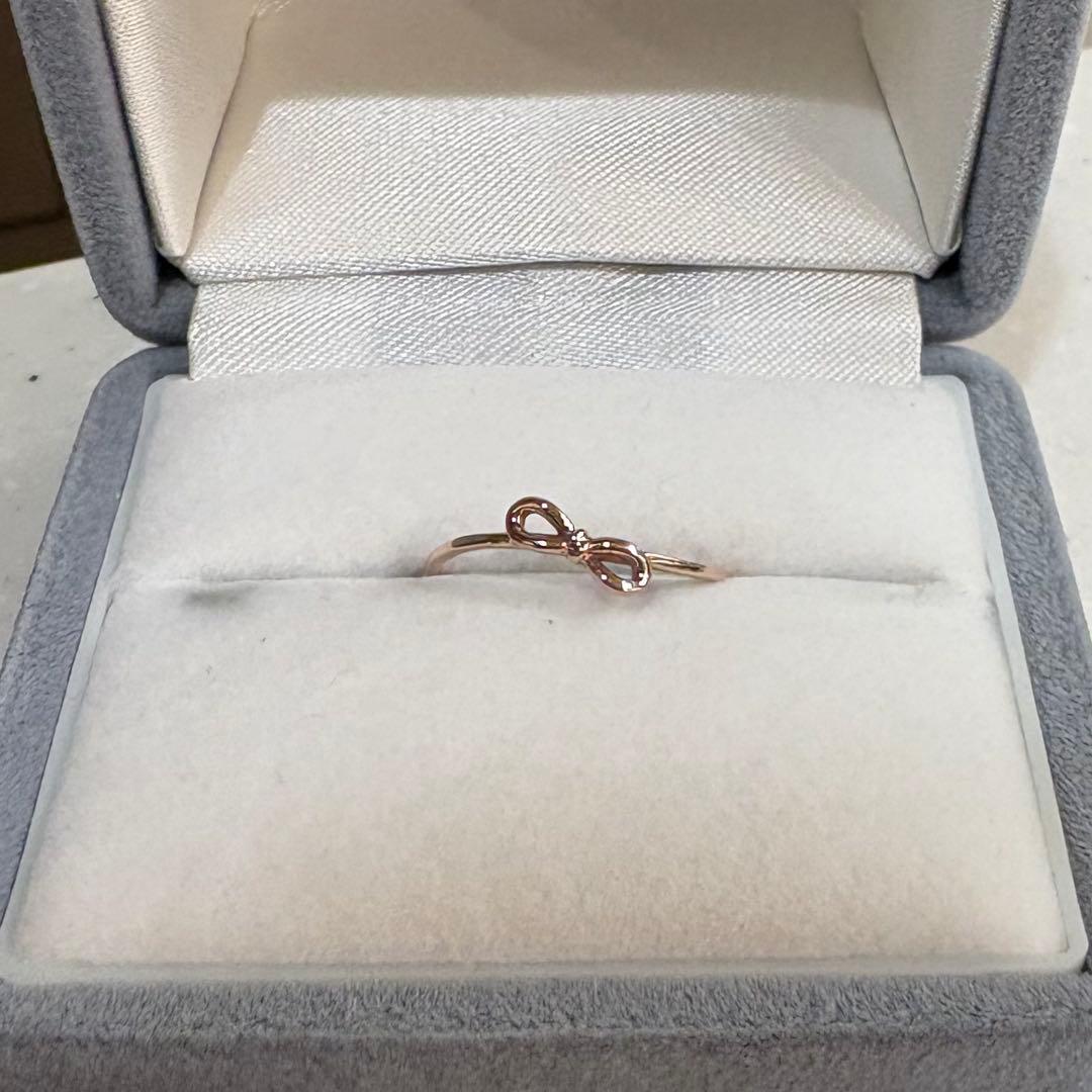 【キラキラ星】K10 ピンクゴールド PG リボンモチーフ リング 12号